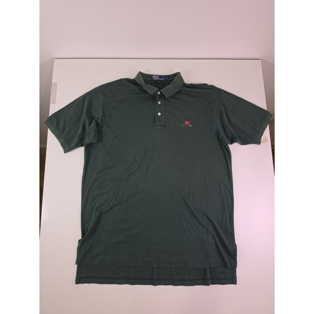 Vintage Polo Ralph Lauren Polo Shirt Pima Made Navy Short Sleeve Golf Crest XL